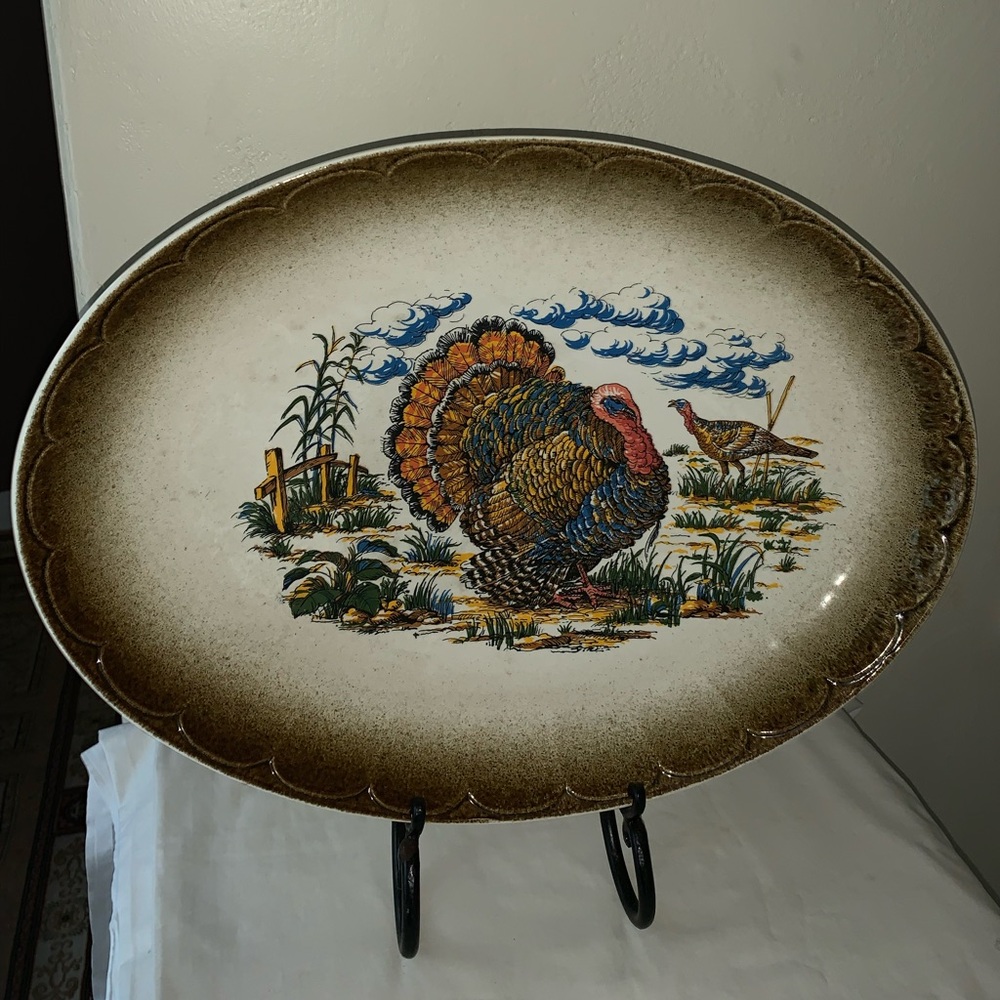 Vintage Lefton Turkey Platter Shallow Bowl,Italianstyle ThanksgivingServing Dish